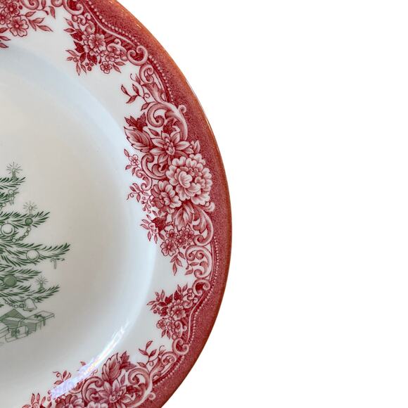 4pc Royal Stafford CHRISTMAS TREE Porcelain Salad Plates 8.5" Red Green NEW - Picture 10 of 12